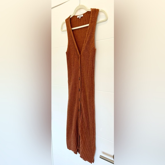 Madewell Button Front Tank Sweater Midi Dress Brown Size XS - Picture 7 of 11